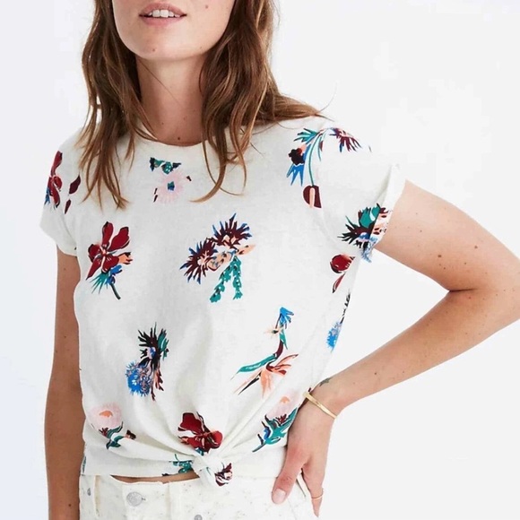 🌹Madewell Knot-Front Tee in Hawaiian Hideaway Tee - Picture 3 of 6
